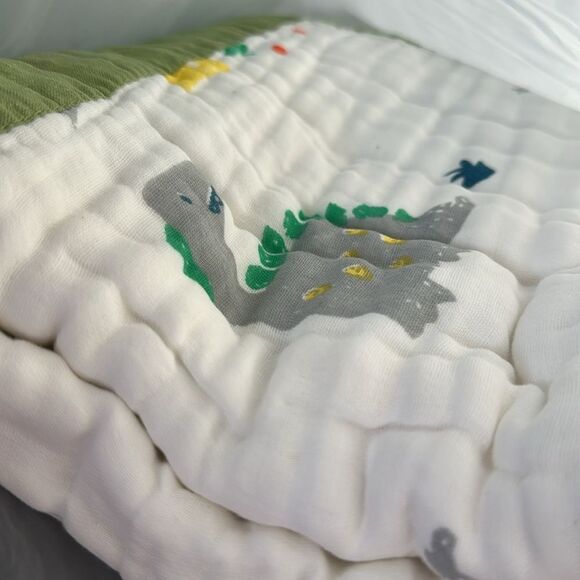 NEW Cute Dino Muslin Baby Blanket - Picture 3 of 3